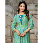Seduva Women's Rayon Print With Embroidery Work A-Line Kurti (Rama)