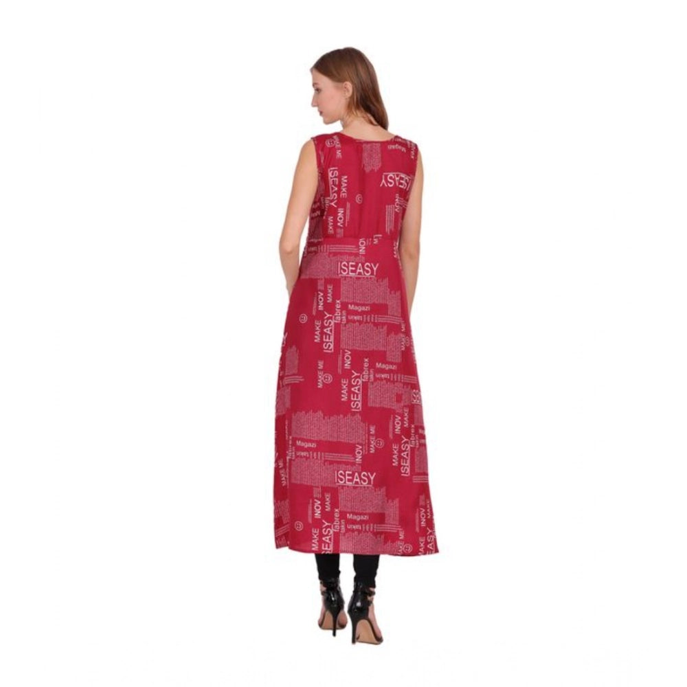 Seduva Women's Casual Crepe Sleeveless Slit Dress (Maroon)
