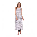 Seduva Women's Casual Crepe Sleeveless Slit Dress (White)