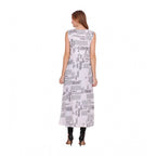 Seduva Women's Casual Crepe Sleeveless Slit Dress (White)