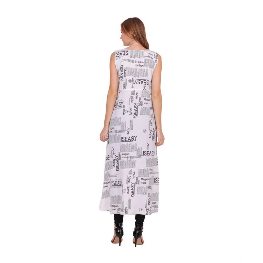 Seduva Women's Casual Crepe Sleeveless Slit Dress (White)