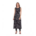 Seduva Women's Casual Crepe Sleeveless Slit Dress (Black)