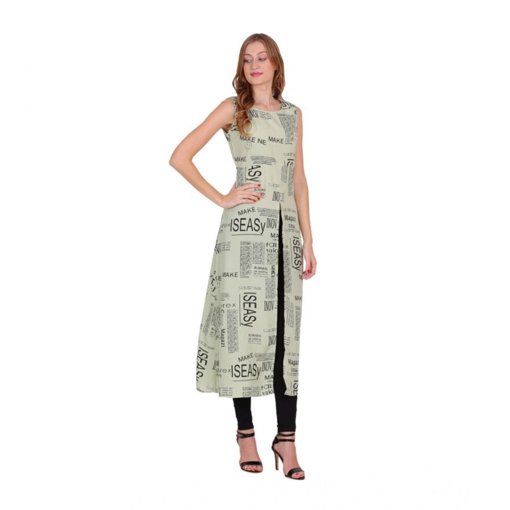 Seduva Women's Casual Crepe Sleeveless Slit Dress (Light Green)