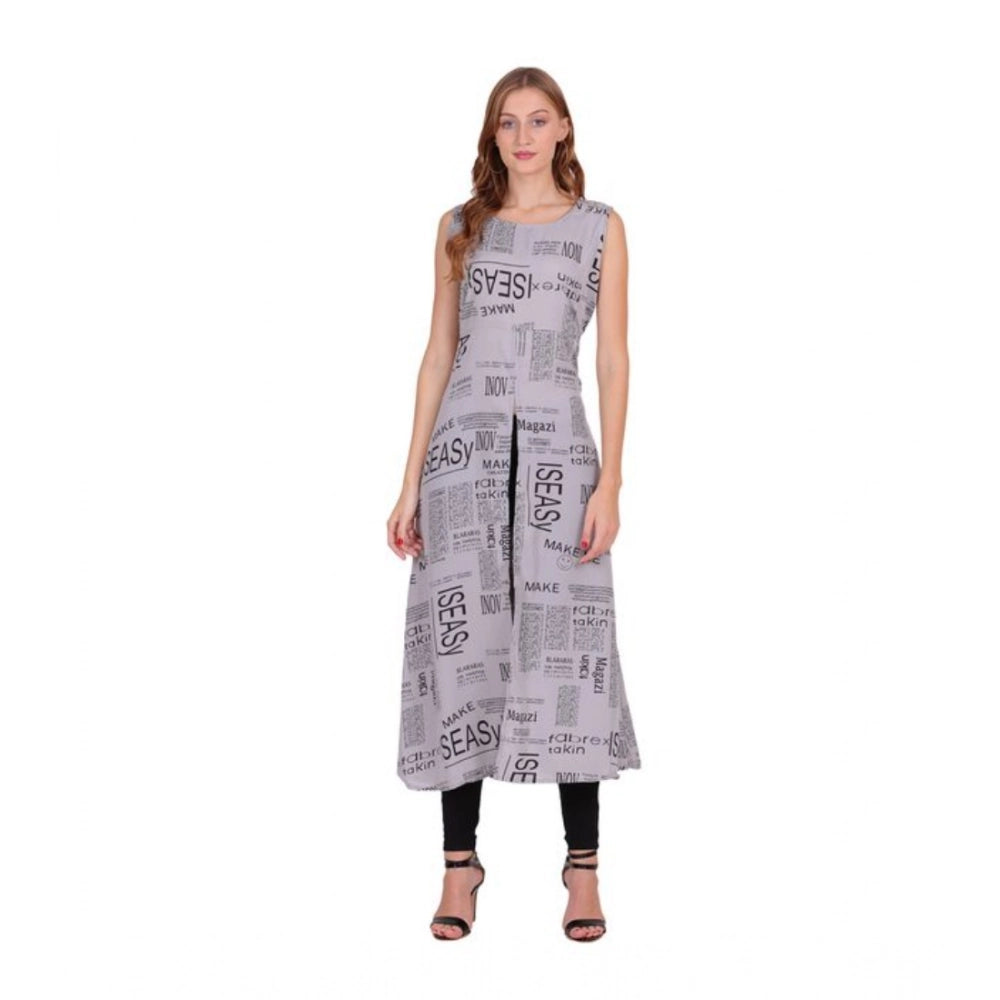 Seduva Women's Casual Crepe Sleeveless Slit Dress (Light Grey)