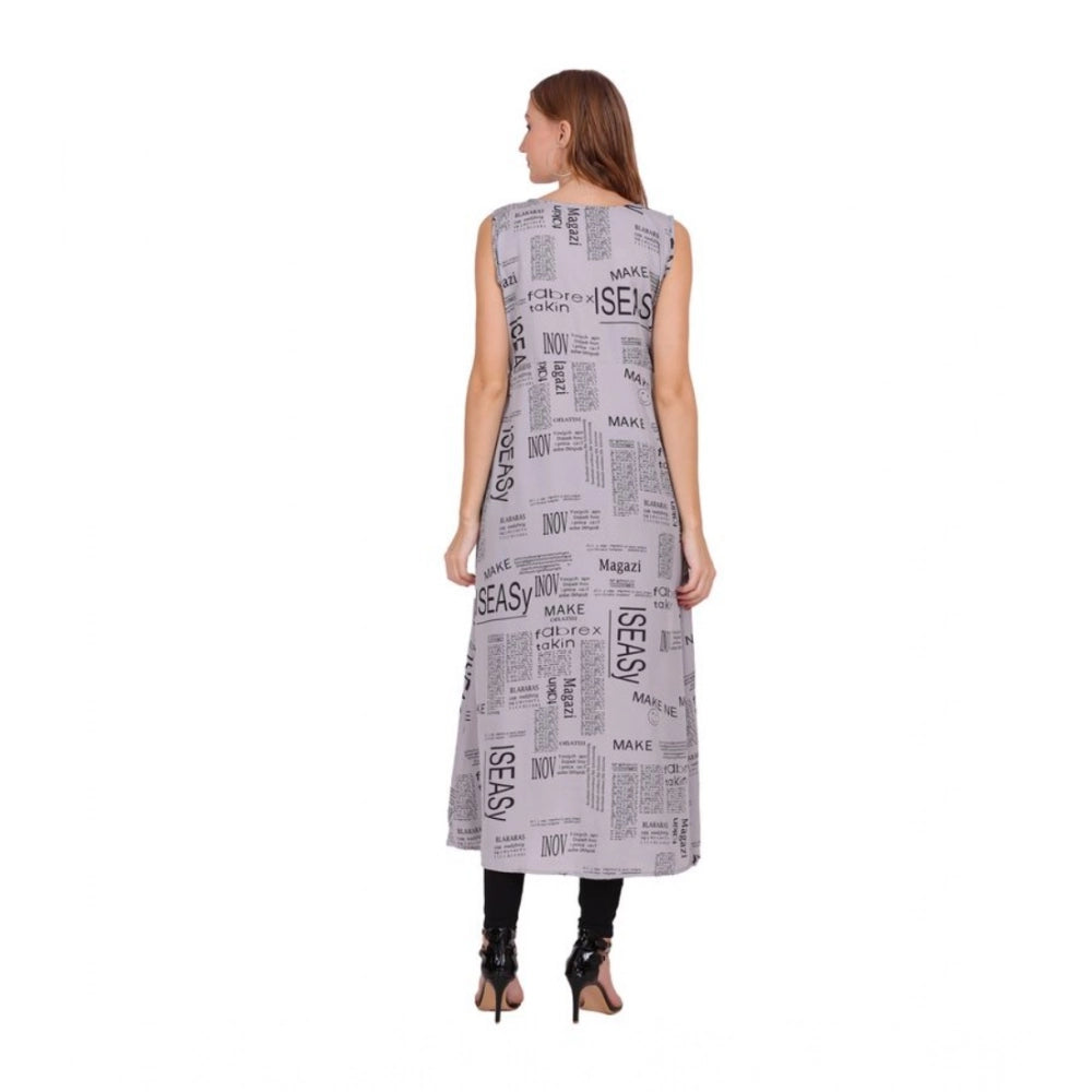 Seduva Women's Casual Crepe Sleeveless Slit Dress (Light Grey)