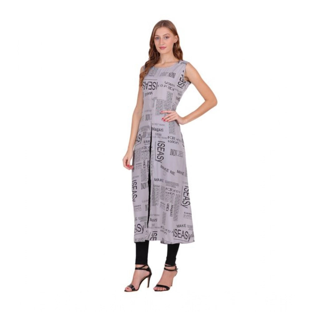 Seduva Women's Casual Crepe Sleeveless Slit Dress (Light Grey)