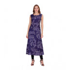 Seduva Women's Casual Crepe Sleeveless Slit Dress (Navy Blue)