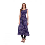Seduva Women's Casual Crepe Sleeveless Slit Dress (Navy Blue)