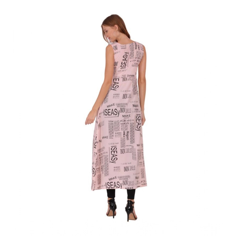 Seduva Women's Casual Crepe Sleeveless Slit Dress (Light Pink)