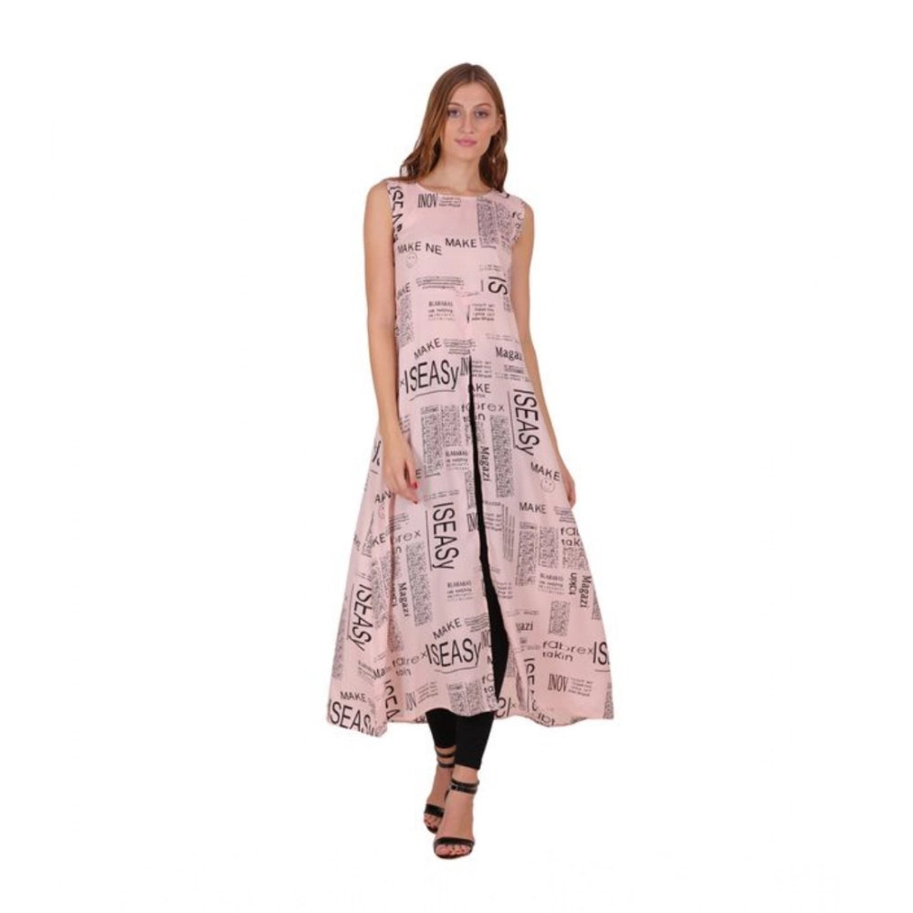 Seduva Women's Casual Crepe Sleeveless Slit Dress (Light Pink)