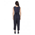 Seduva Women's Casual Crepe Sleeveless Jump Suit (Navy Blue)