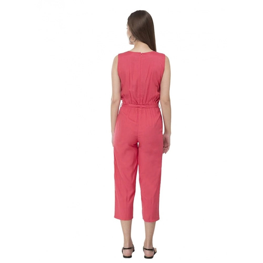 Seduva Women's Casual Crepe Sleeveless Jump Suit (Pink)