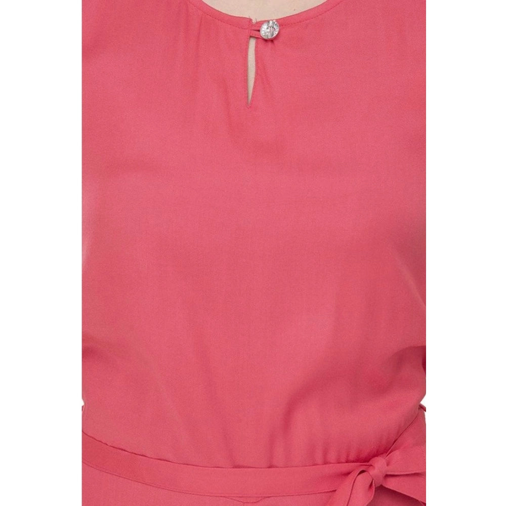 Seduva Women's Casual Crepe Sleeveless Jump Suit (Pink)