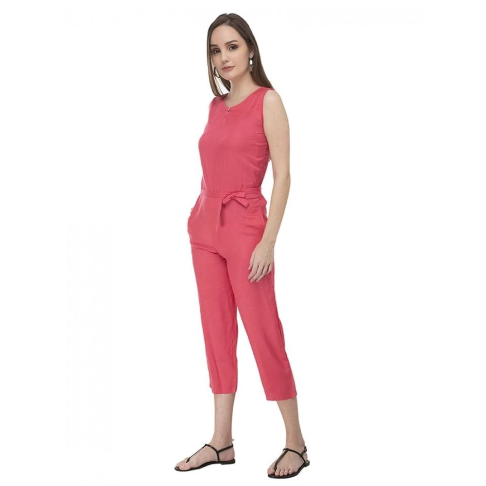 Seduva Women's Casual Crepe Sleeveless Jump Suit (Pink)