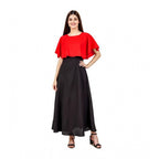 Seduva Women's Casual Crepe Sleeveless Cape Dress (Red)