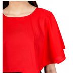Seduva Women's Casual Crepe Sleeveless Cape Dress (Red)