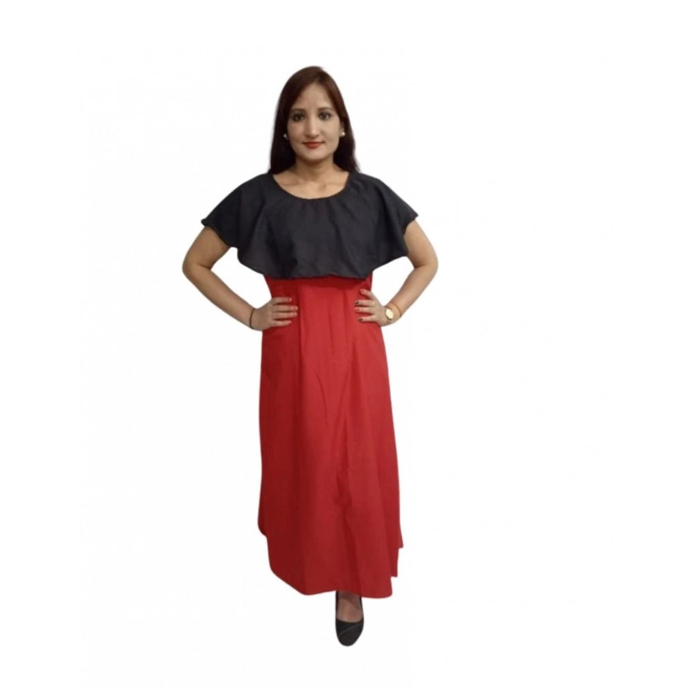 Seduva Women's Casual Crepe Cape Sleeve Dress (Black)