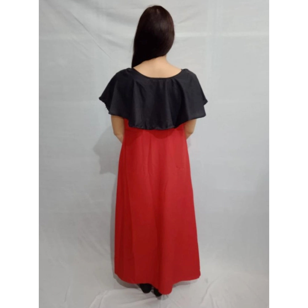 Seduva Women's Casual Crepe Cape Sleeve Dress (Black)