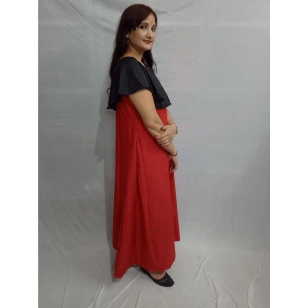 Seduva Women's Casual Crepe Cape Sleeve Dress (Black)