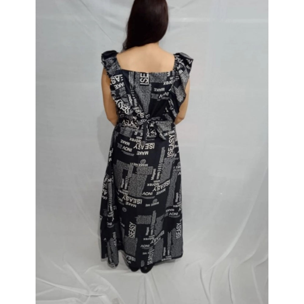 Seduva Women's Casual Crepe Sleeveless Dress (Black)
