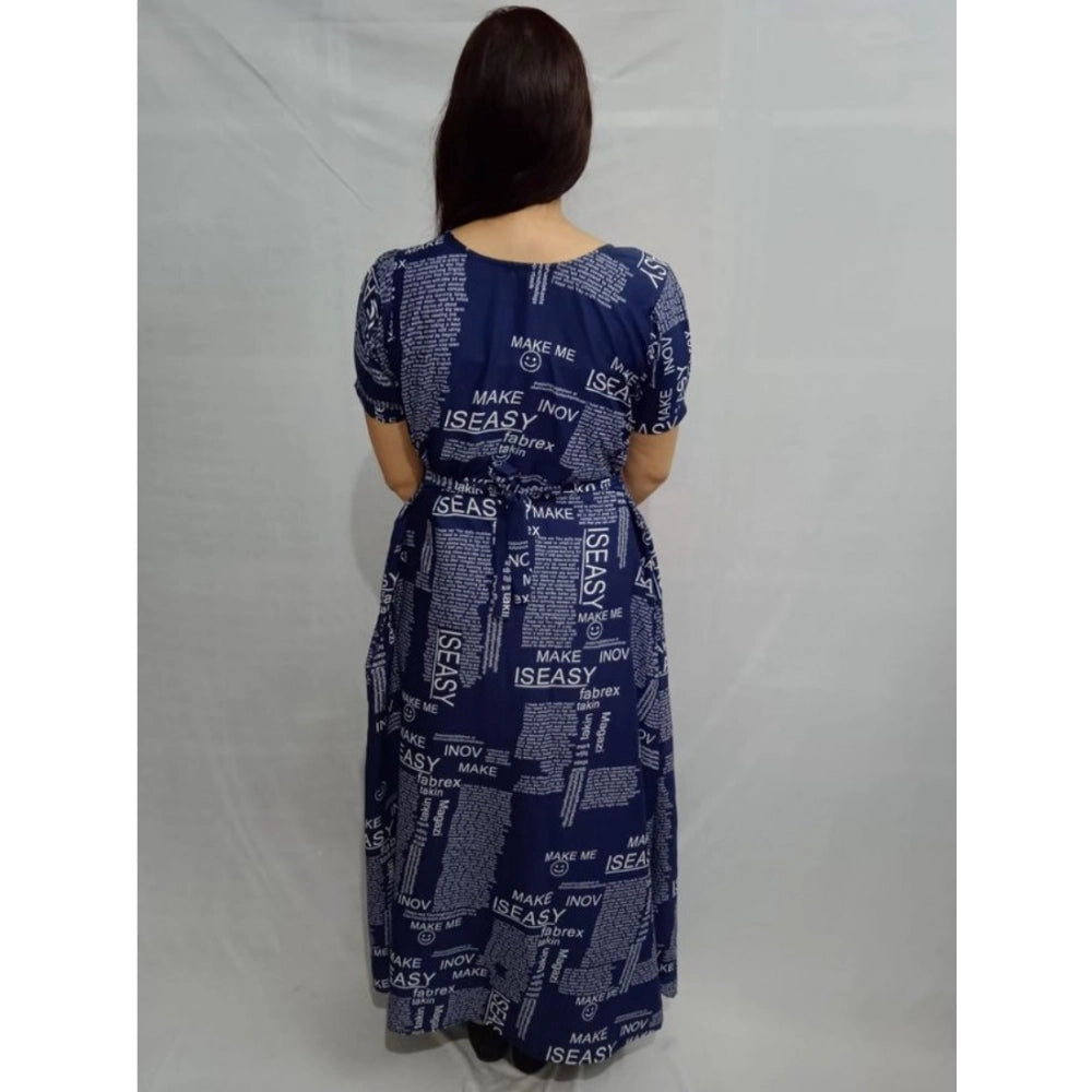 Seduva Women's Casual Crepe Half Sleeves Dress (Blue)