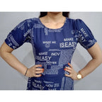 Seduva Women's Casual Crepe Half Sleeves Dress (Blue)