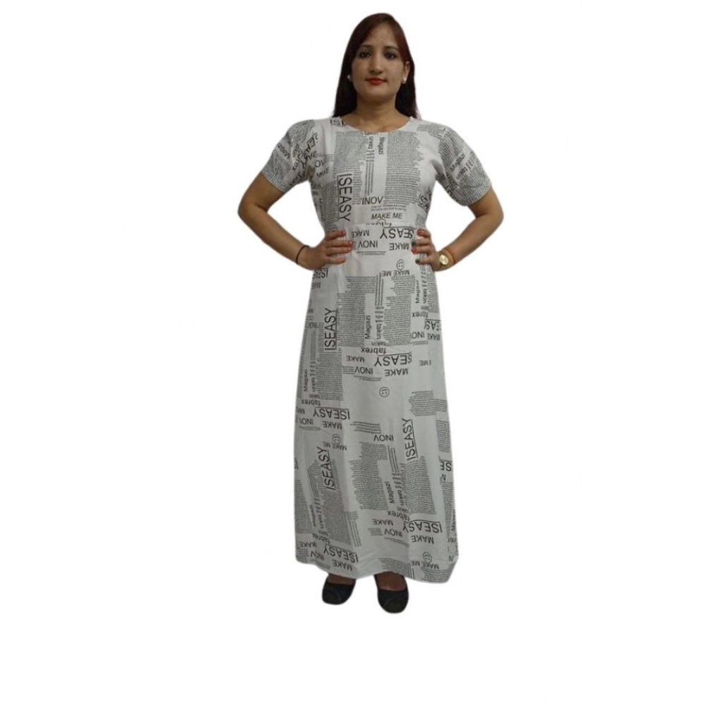 Seduva Women's Casual Crepe Half Sleeves Dress (White)