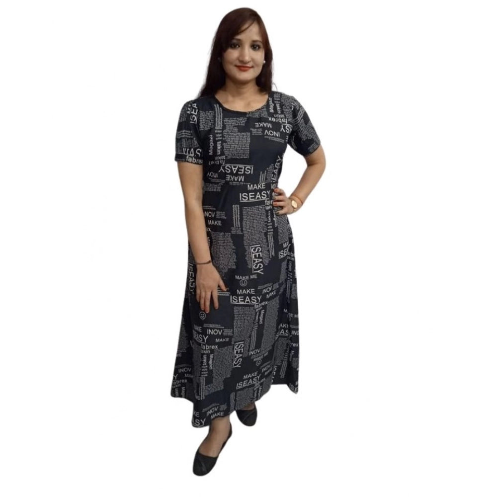 Seduva Women's Casual Crepe Half Sleeves Dress (Black)