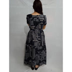 Seduva Women's Casual Crepe Half Sleeves Dress (Black)