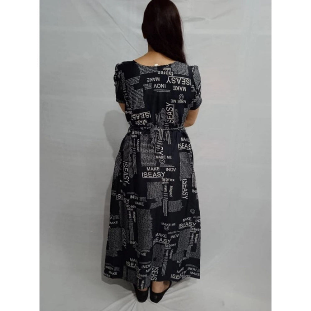 Seduva Women's Casual Crepe Half Sleeves Dress (Black)