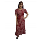 Seduva Women's Casual Crepe Half Sleeves Dress (Maroon)