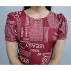 Seduva Women's Casual Crepe Half Sleeves Dress (Maroon)