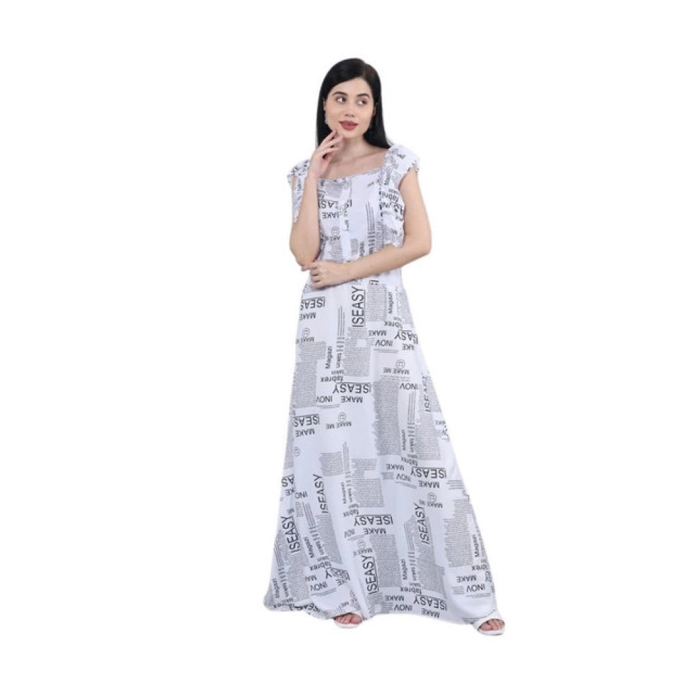 Seduva Women's Casual Crepe Sleeveless Dress (White)