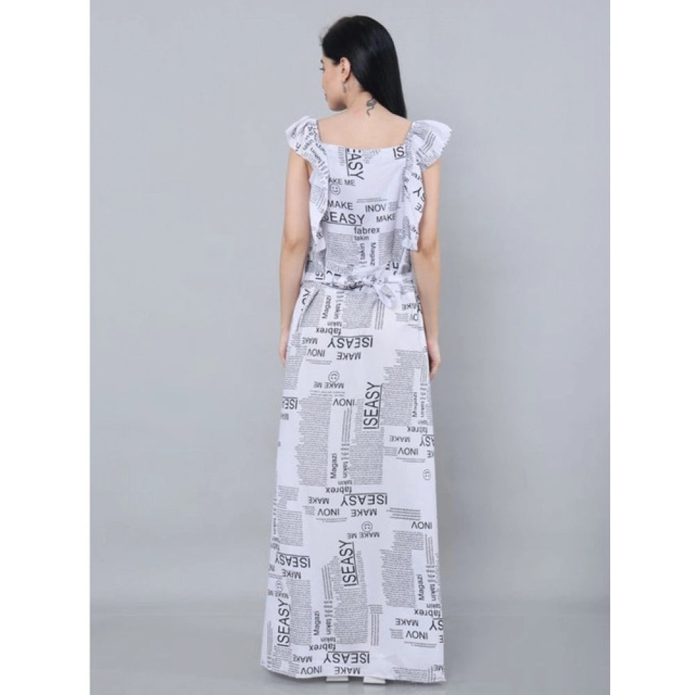 Seduva Women's Casual Crepe Sleeveless Dress (White)