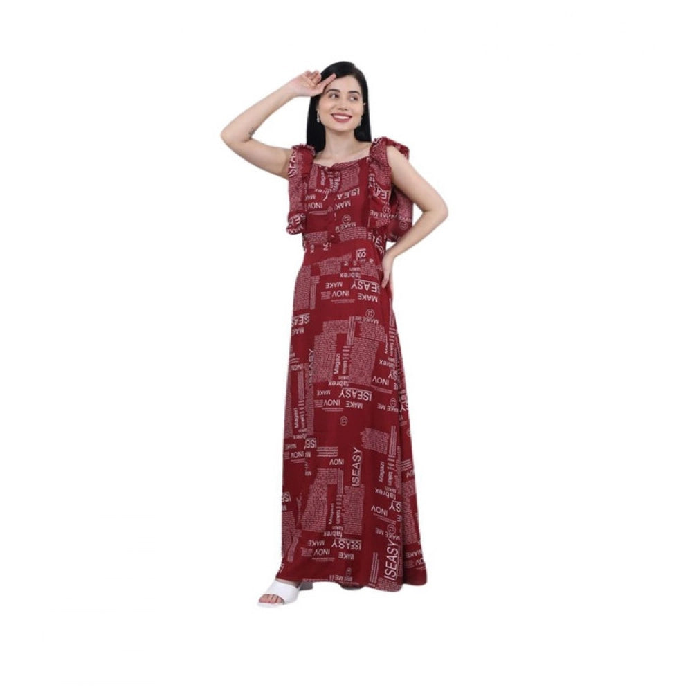 Seduva Women's Casual Crepe Sleeveless Dress (Maroon)