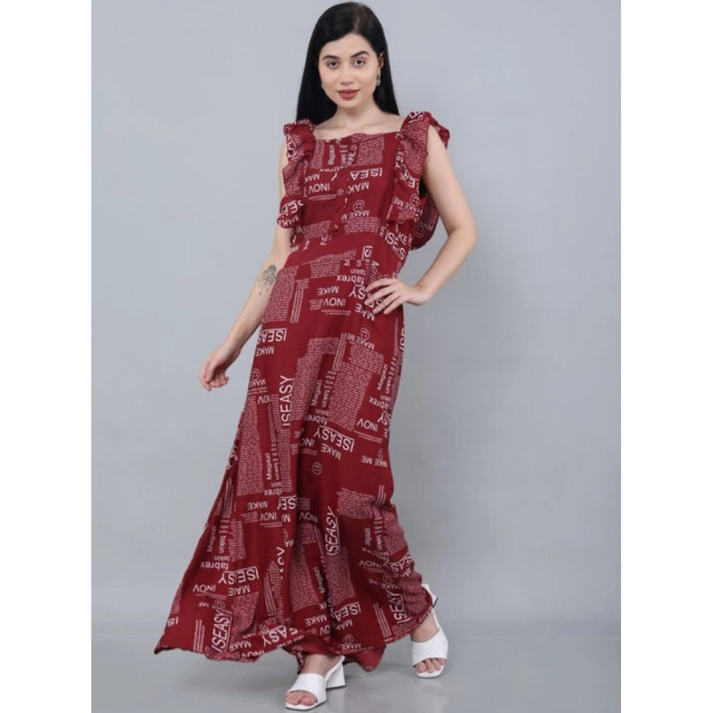 Seduva Women's Casual Crepe Sleeveless Dress (Maroon)