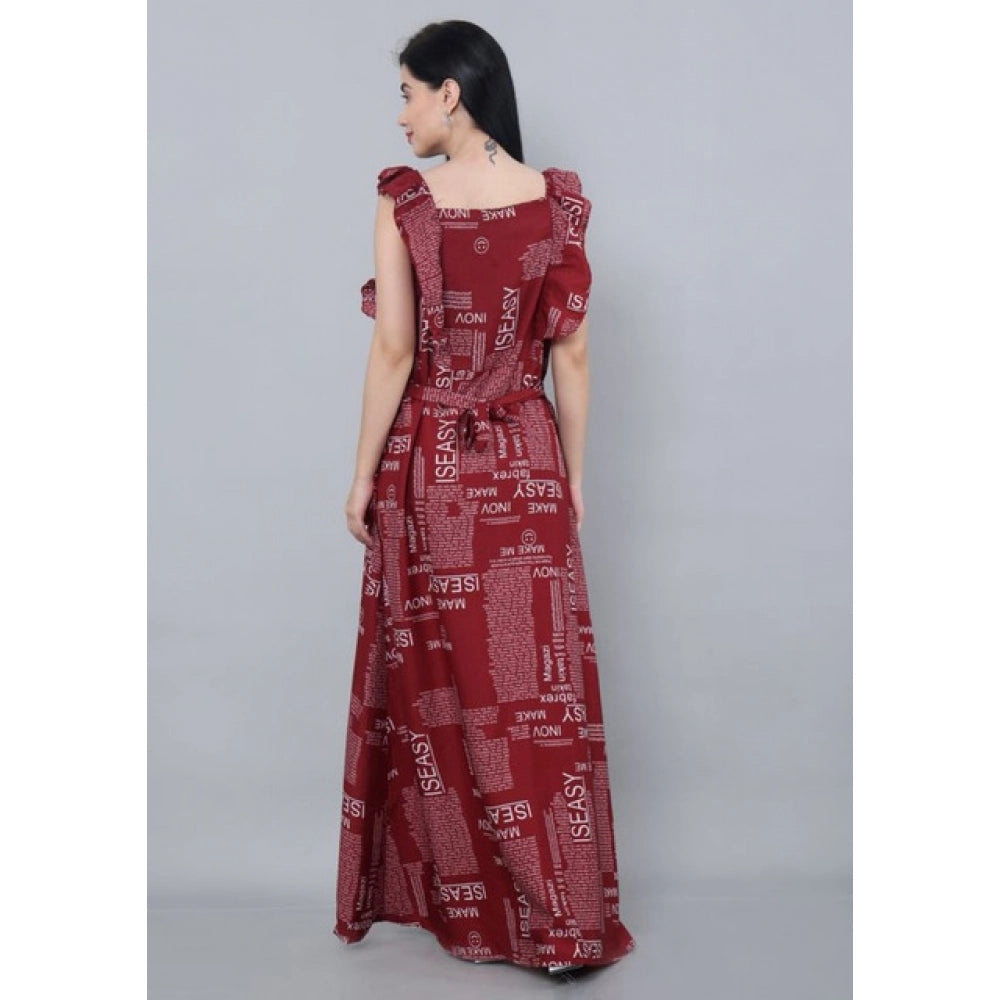 Seduva Women's Casual Crepe Sleeveless Dress (Maroon)