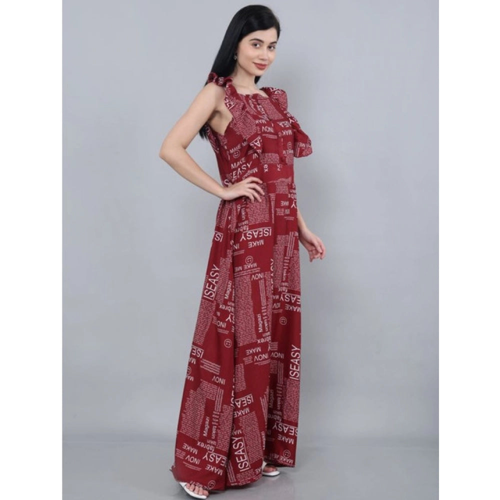 Seduva Women's Casual Crepe Sleeveless Dress (Maroon)