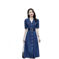 Seduva Women's Casual Denim Half Sleeves Dress (Blue)