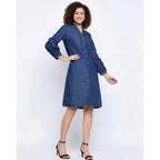 Seduva Women's Casual Denim Full sleeve Dress (Blue)