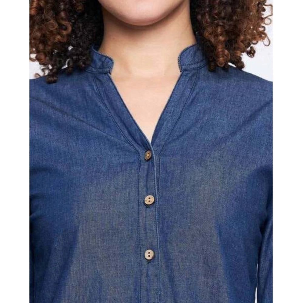 Seduva Women's Casual Denim Full sleeve Dress (Blue)