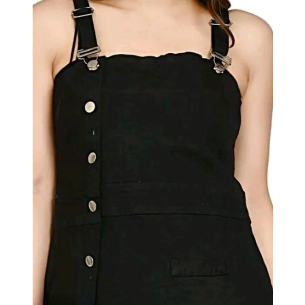 Seduva Women's Casual Denim Sleeveless Dress (Black)