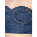 Seduva Women's Casual Denim Sleeveless Bluster Top (Blue)