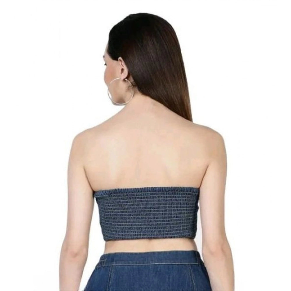Seduva Women's Casual Denim Sleeveless Bluster Top (Blue)