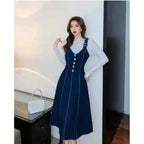 Seduva Women's Casual Denim Sleeveless Dress (Blue)