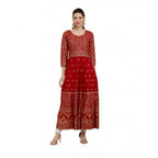 Seduva Women's Casual Rayon 3-4th Sleeves Anarkali Kurti (Red)