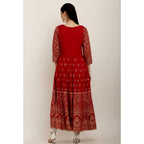 Seduva Women's Casual Rayon 3-4th Sleeves Anarkali Kurti (Red)