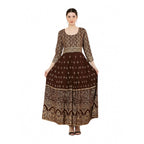 Seduva Women's Casual Rayon 3-4th Sleeves Anarkali Kurti (Brown)
