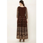 Seduva Women's Casual Rayon 3-4th Sleeves Anarkali Kurti (Brown)