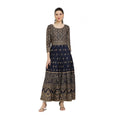 Seduva Women's Casual Rayon 3-4th Sleeves Anarkali Kurti (Blue)